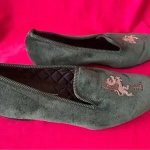 RL Rugby Green Velvet Loafers with Embroidered Lion Rugby Ralph Lauren | Shoes | Rl Rugby Green Velvet Loafers  main image 2